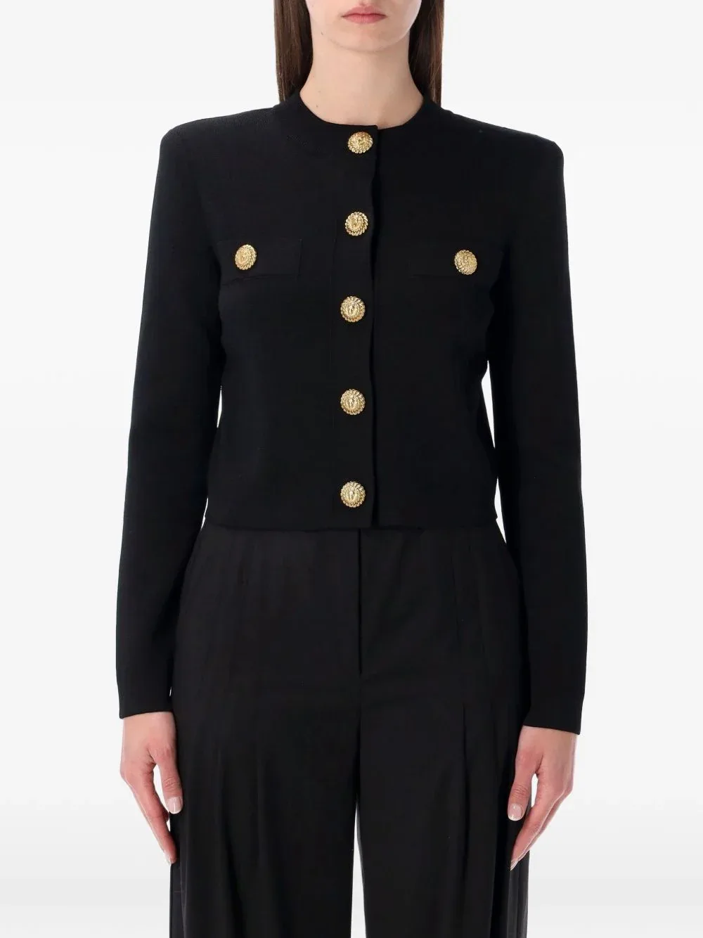 Gold-Tone Button Cardigan