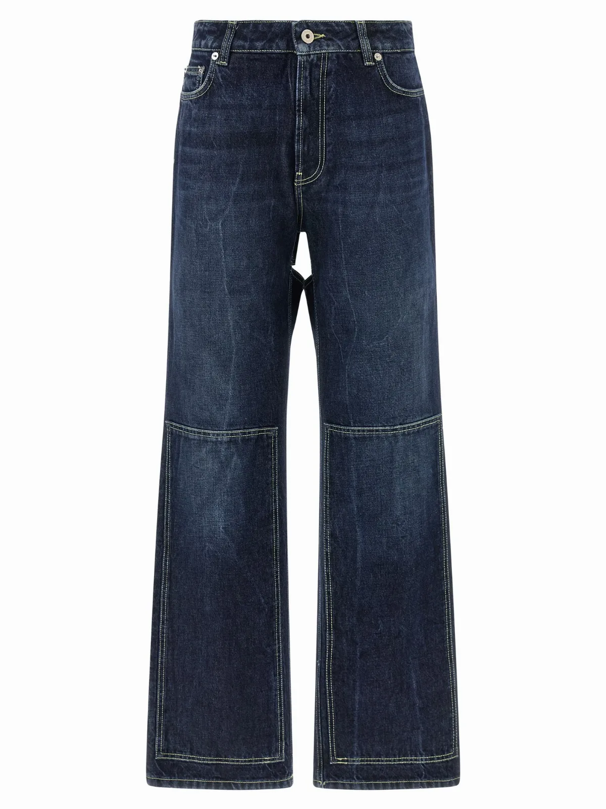Cut-Out Stone-Washed Denim Jeans