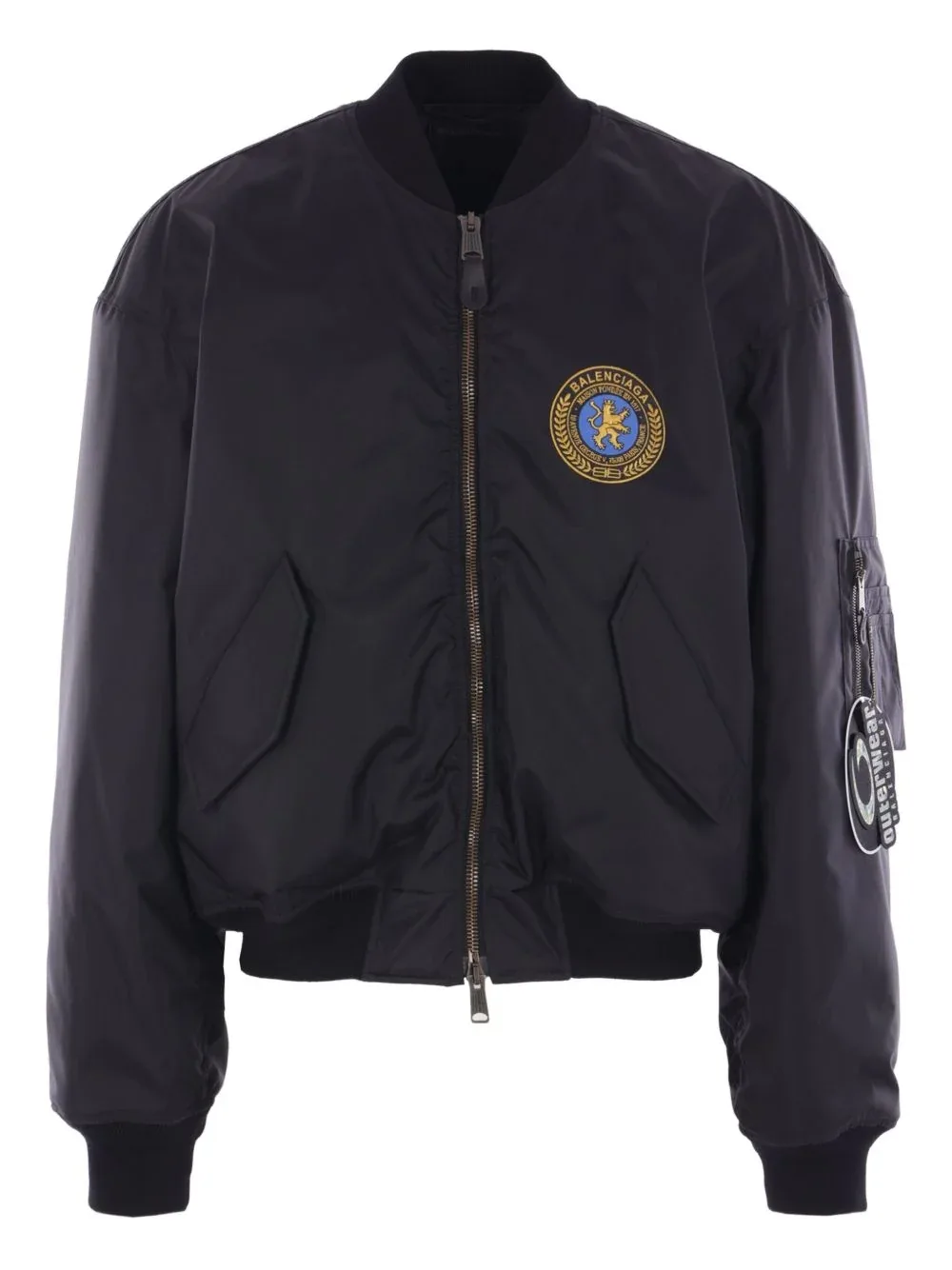 Embroidered-Logo Nylon Bomber Jacket