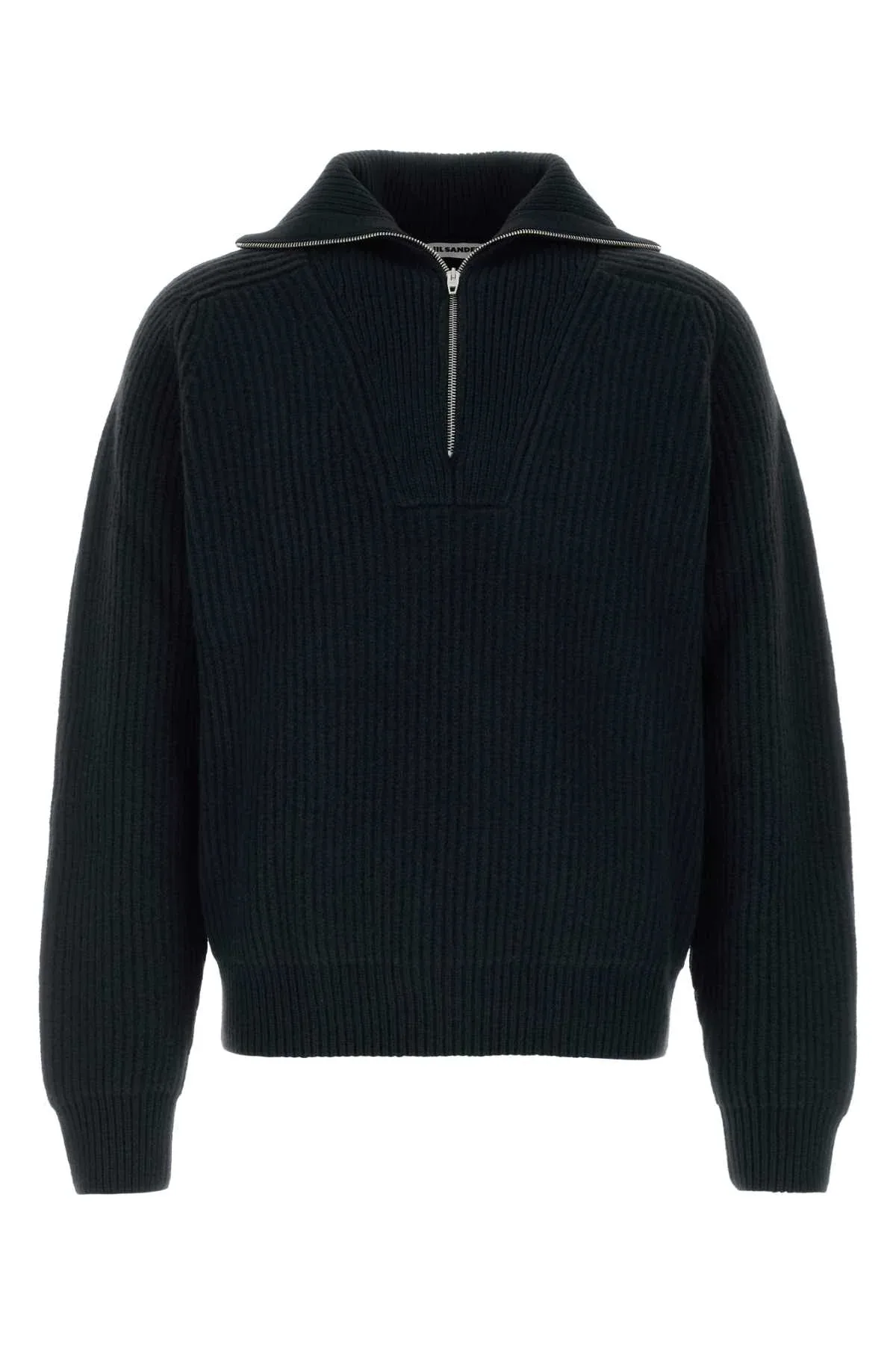 Ribbed Wool Half-Zip Sweater