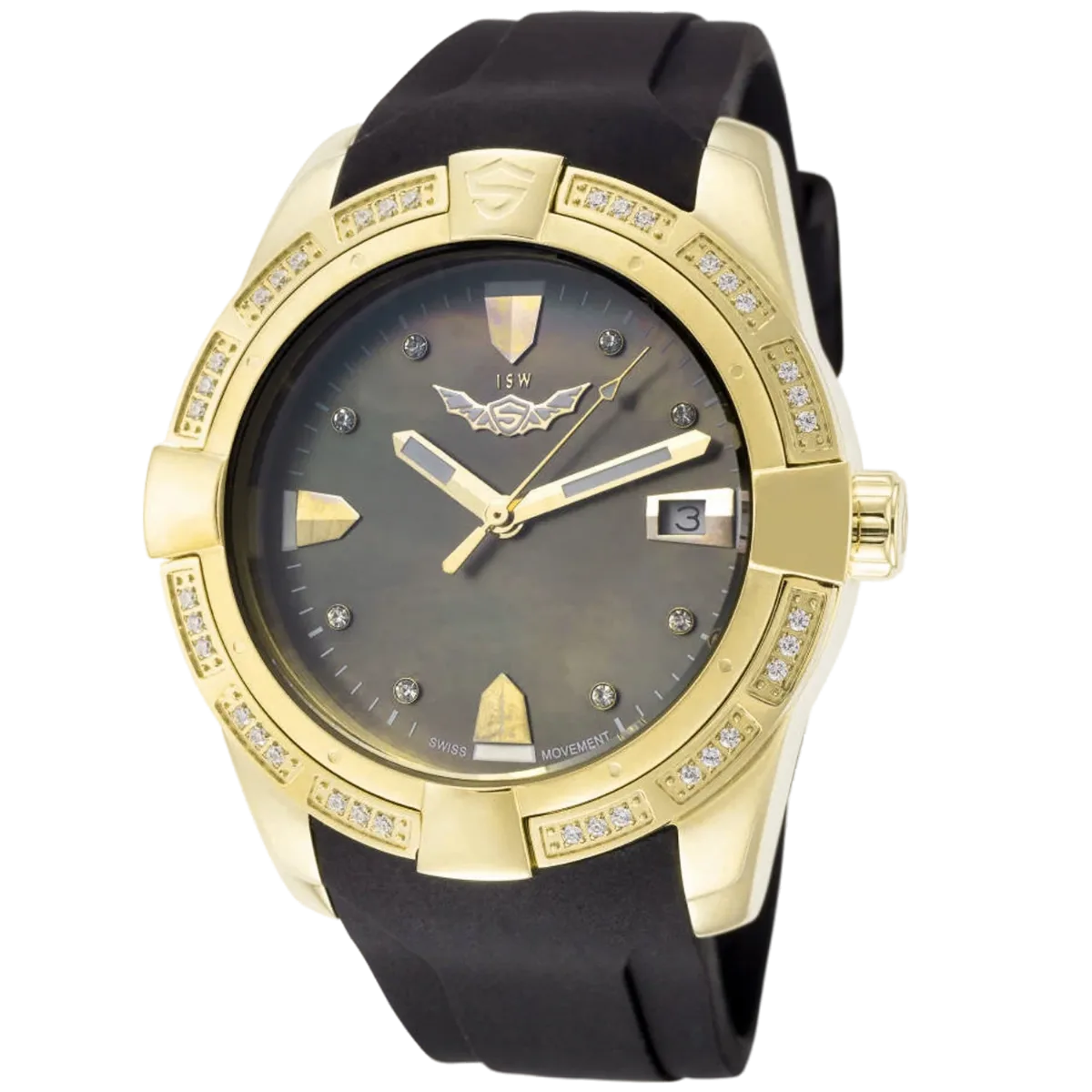 Diamond-Set Gold Plated Watch by Isw