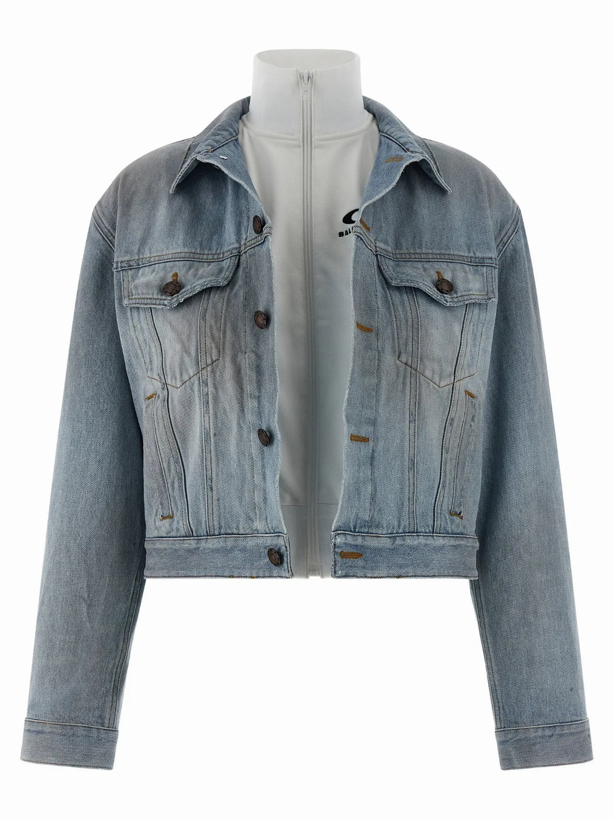 Stonewashed Denim Double Layer Jacket