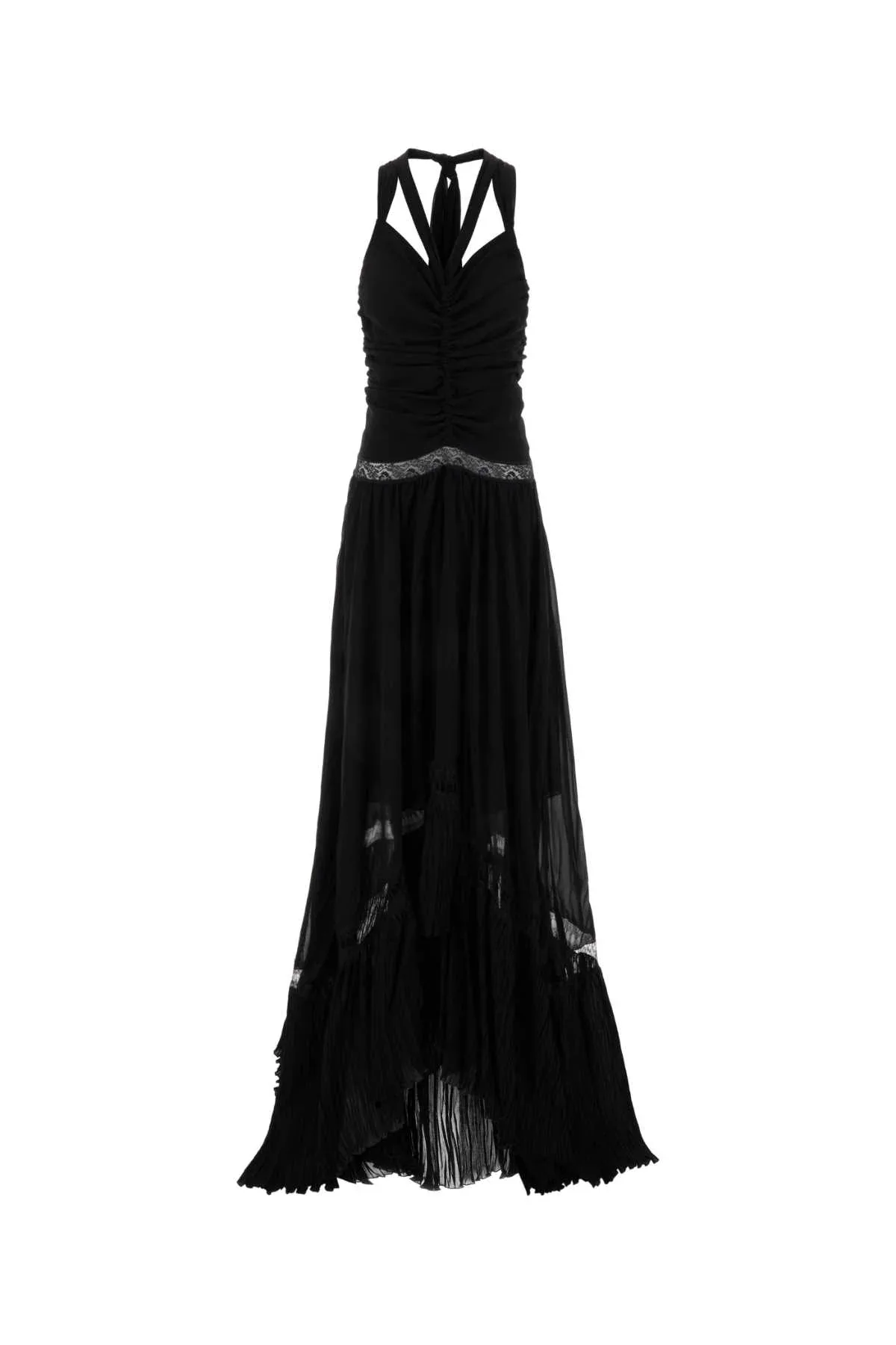 Ruched Georgette with Lace Detail Dress