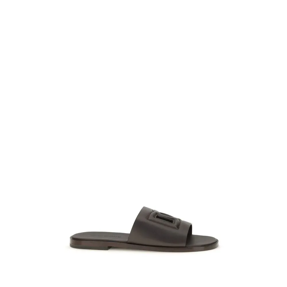 Embossed-Logo Calf Leather Sandals
