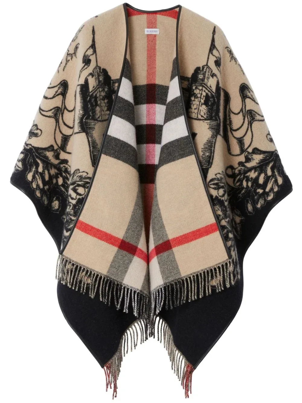 Equestrian Knight Motif Wool Shawl