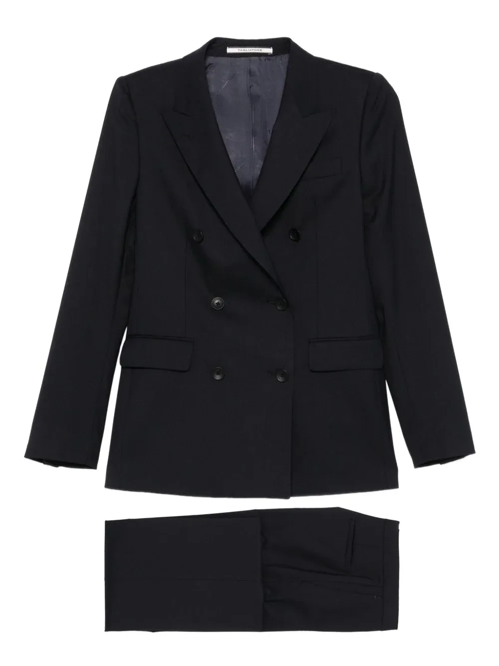 Wool Blend Double-Breasted Pant Suit