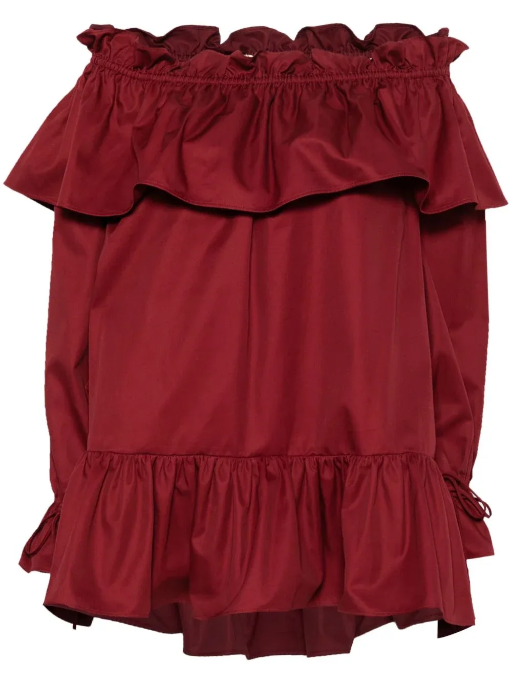 Ruffled Off-Shoulder Cotton Dress
