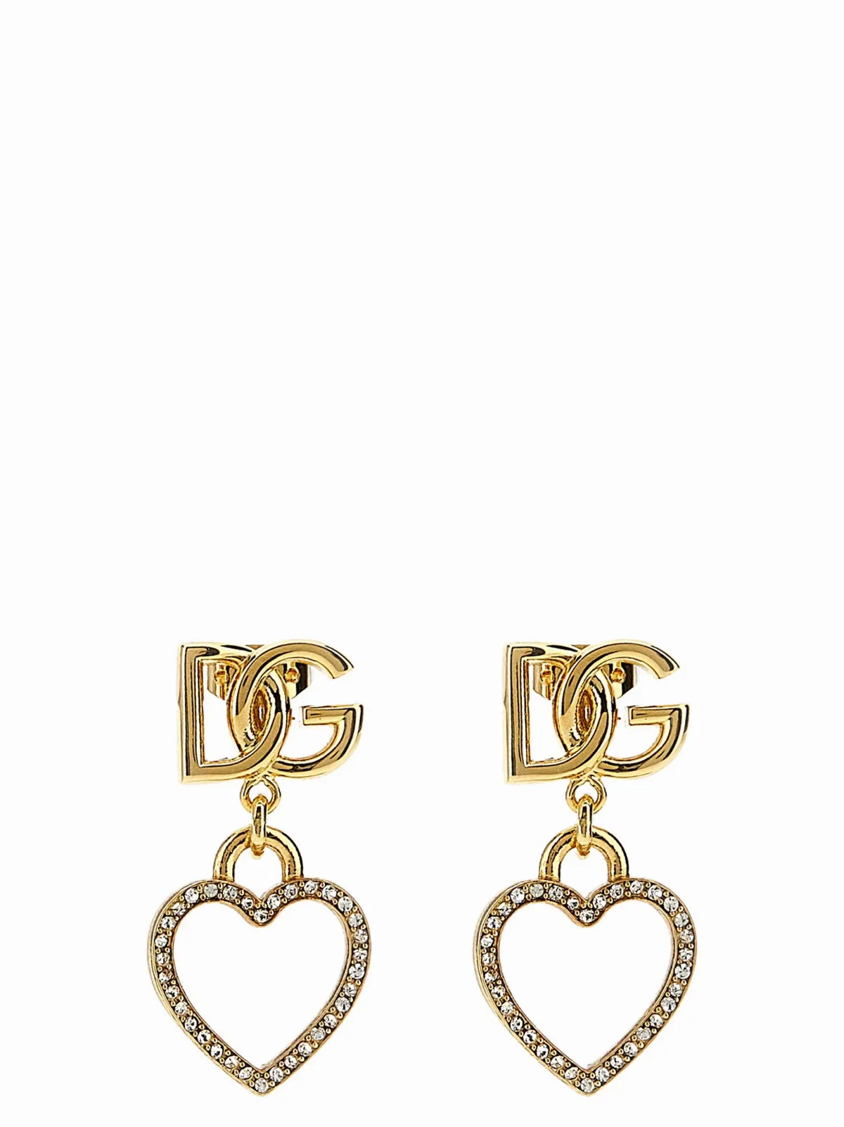 DG Logo Heart-Pendant Crystal Earrings