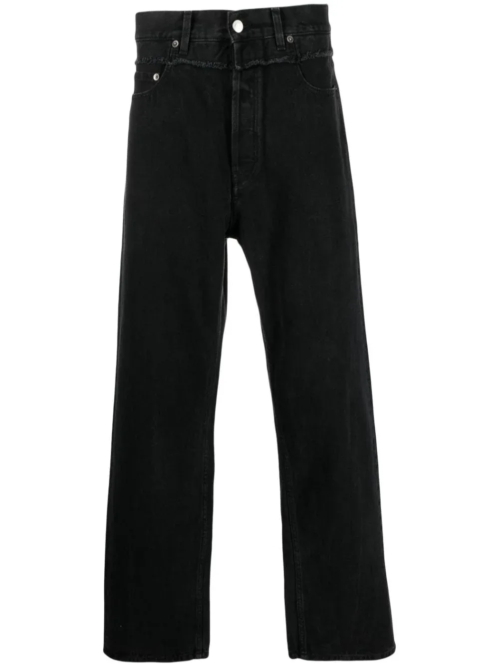 Frayed-Trim Loose Jeans