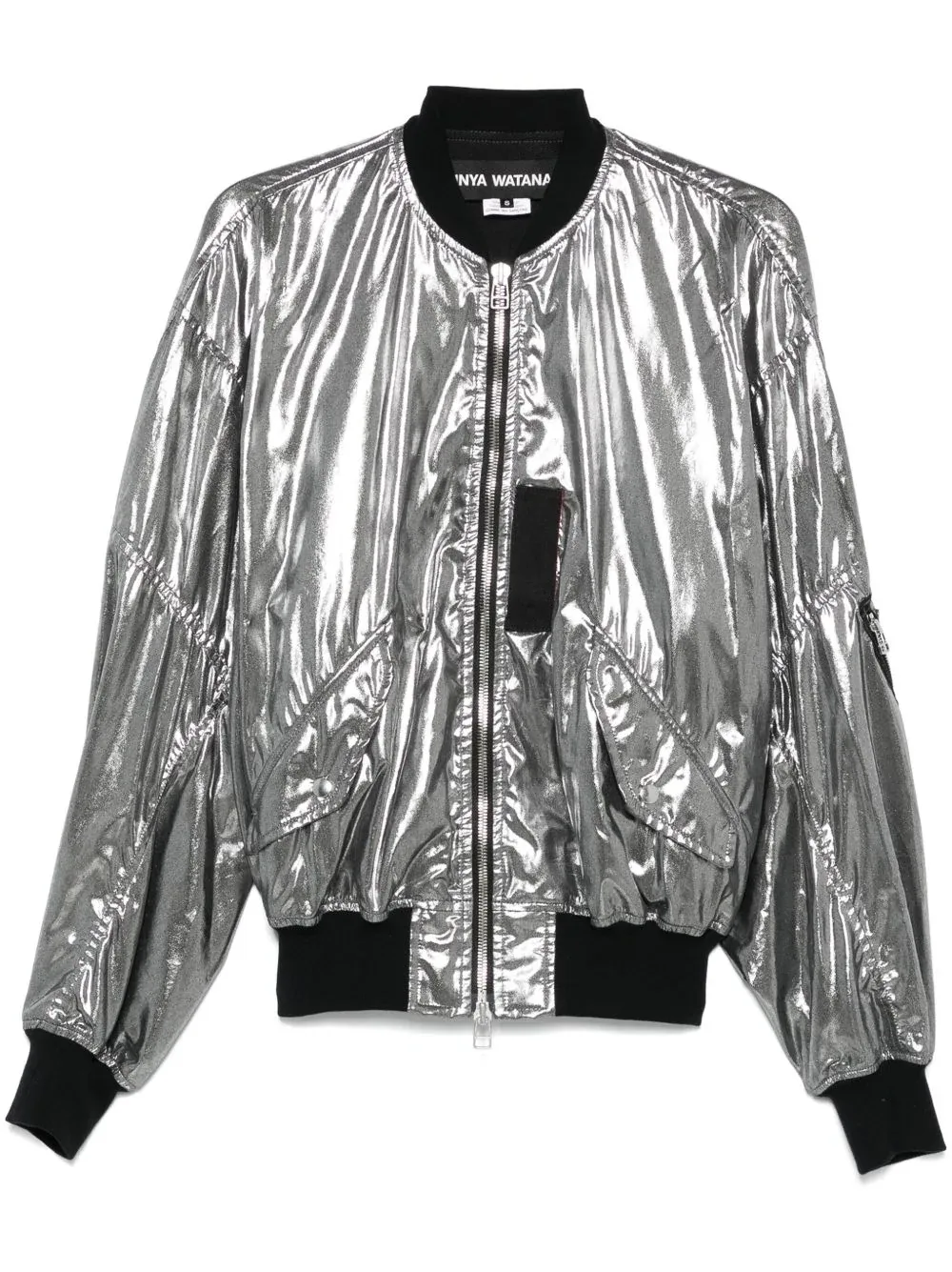 Metallic Silver-Tone Bomber Jacket