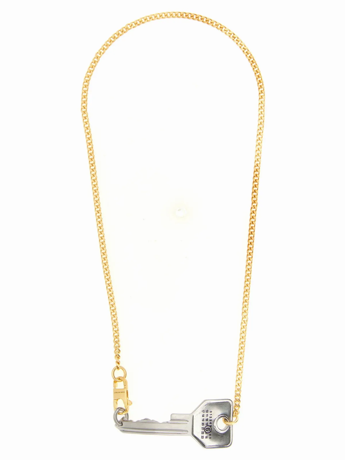Key-Shaped Two-Tone Pendant Necklace by Mm6 Maison Margiela