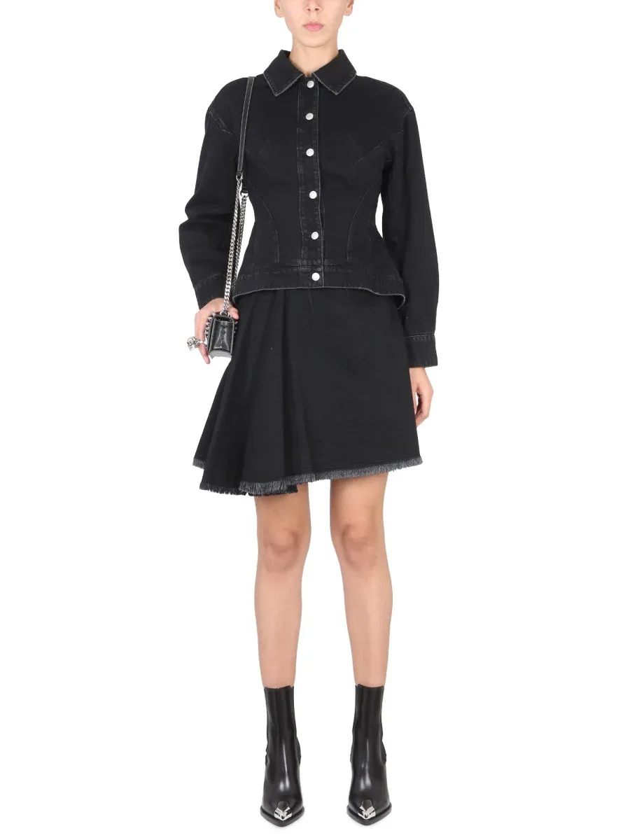 Asymmetrical Cotton Mini Skirt