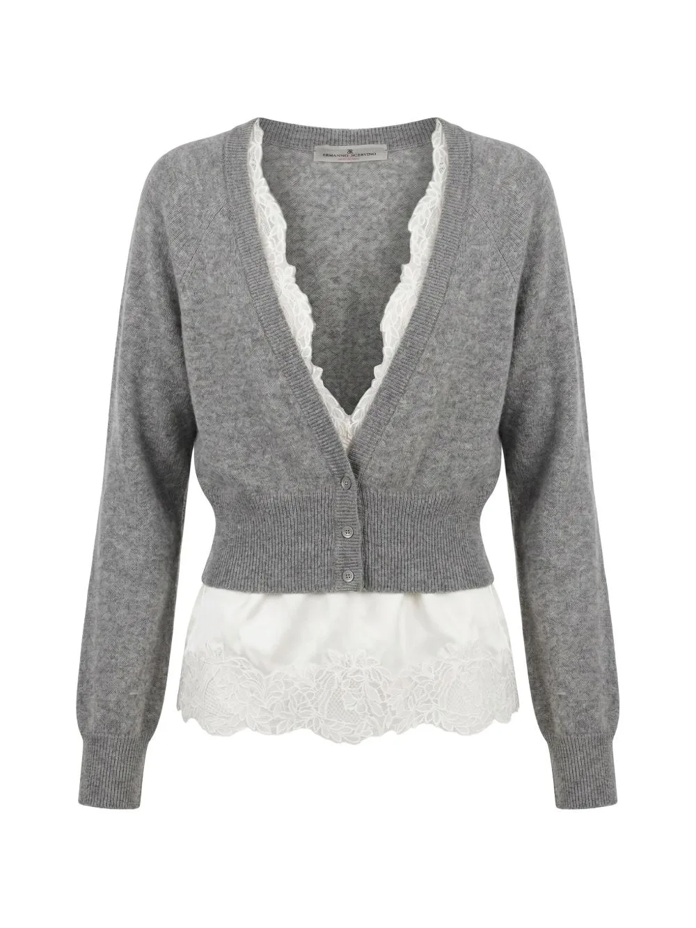 Cashmere Lace-Trim Cardigan