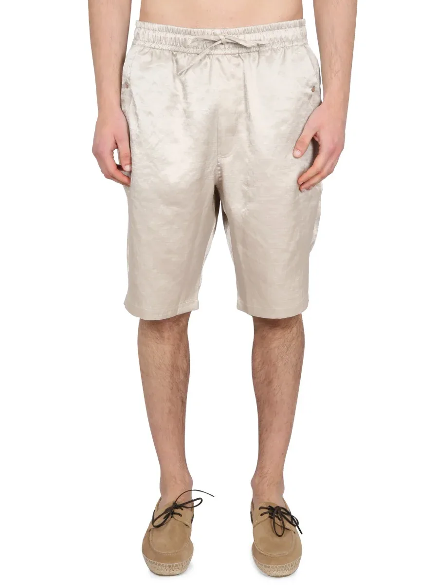 Drawstring Elastic Waist Bermuda Shorts