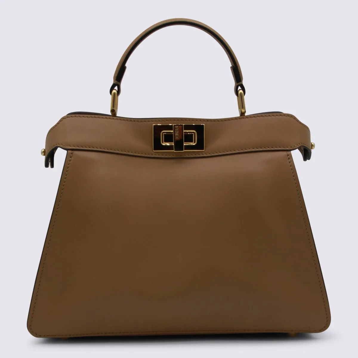 Beige Leather Pekaboo Iseeu Small Top Handle Bag by Fendi