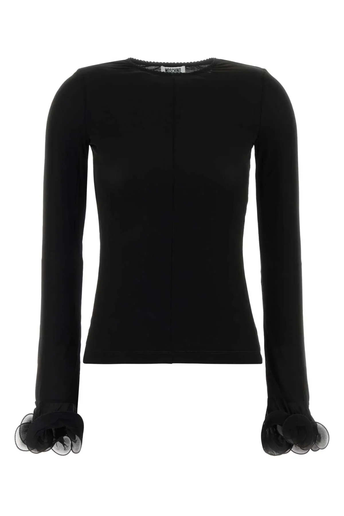 Tulle-Ruffle Cuff Jersey Blouse