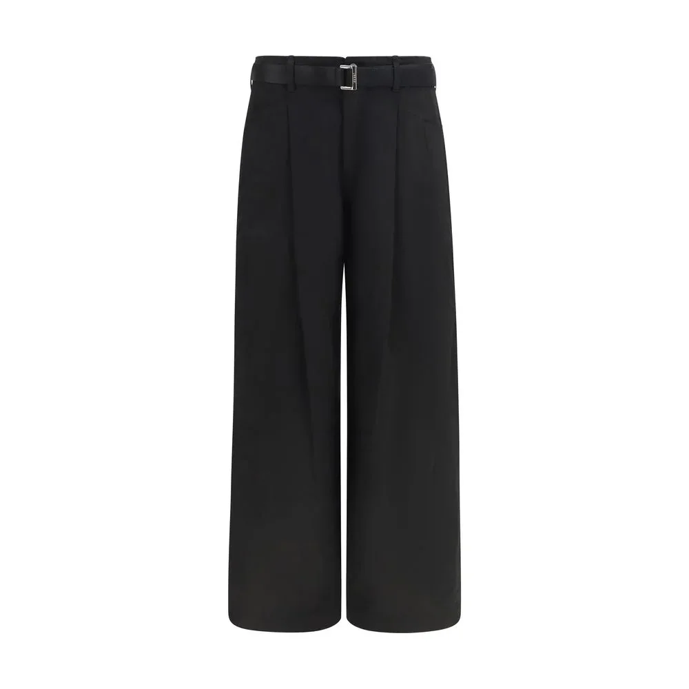 Wide-Leg Cotton Chino Pants