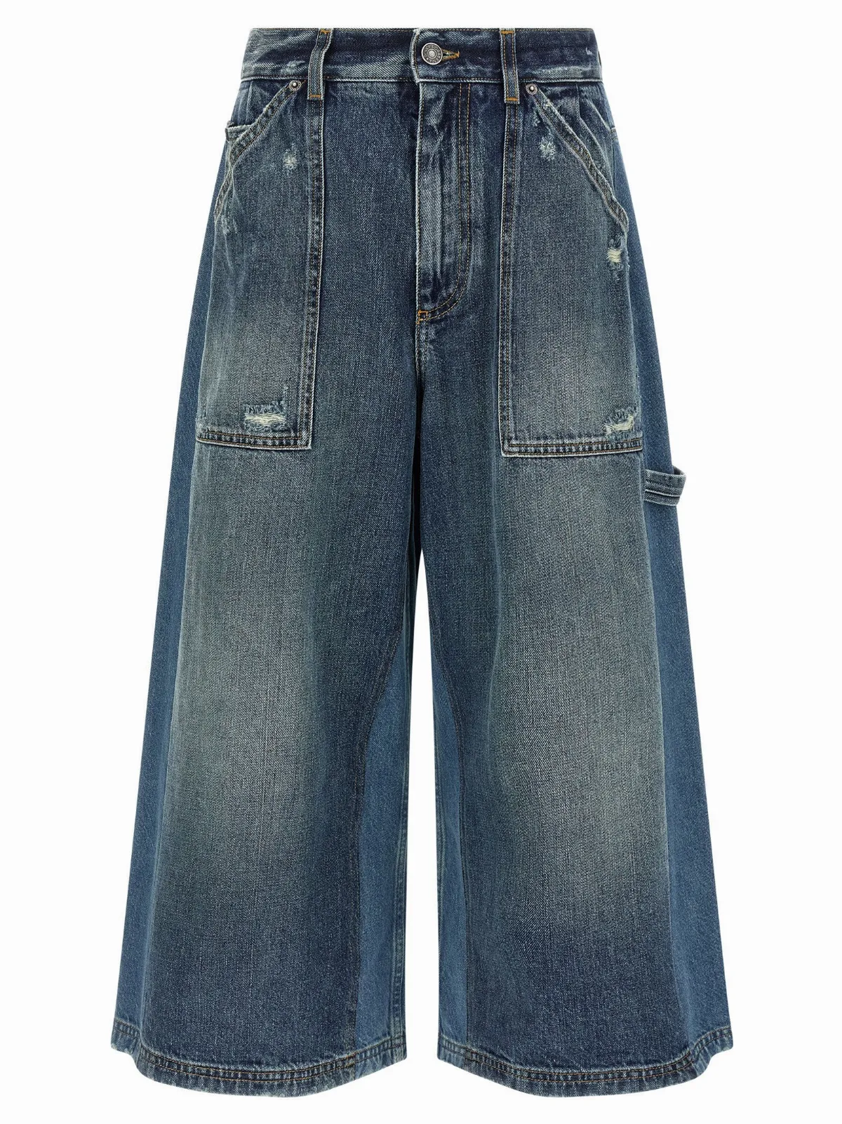 Patchwork Denim Bermuda Shorts