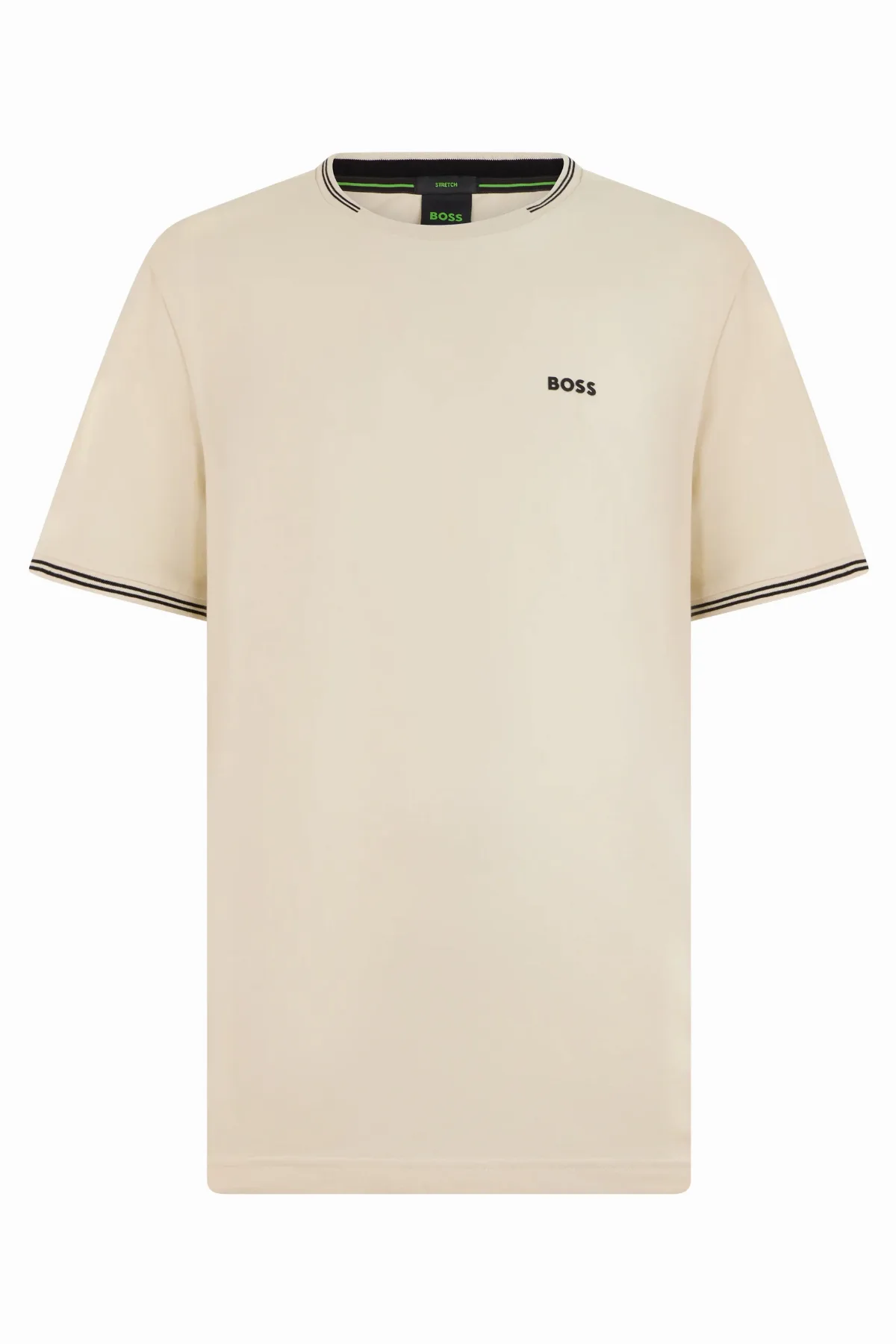 Contrasting Trim Stretch Cotton T-Shirt
