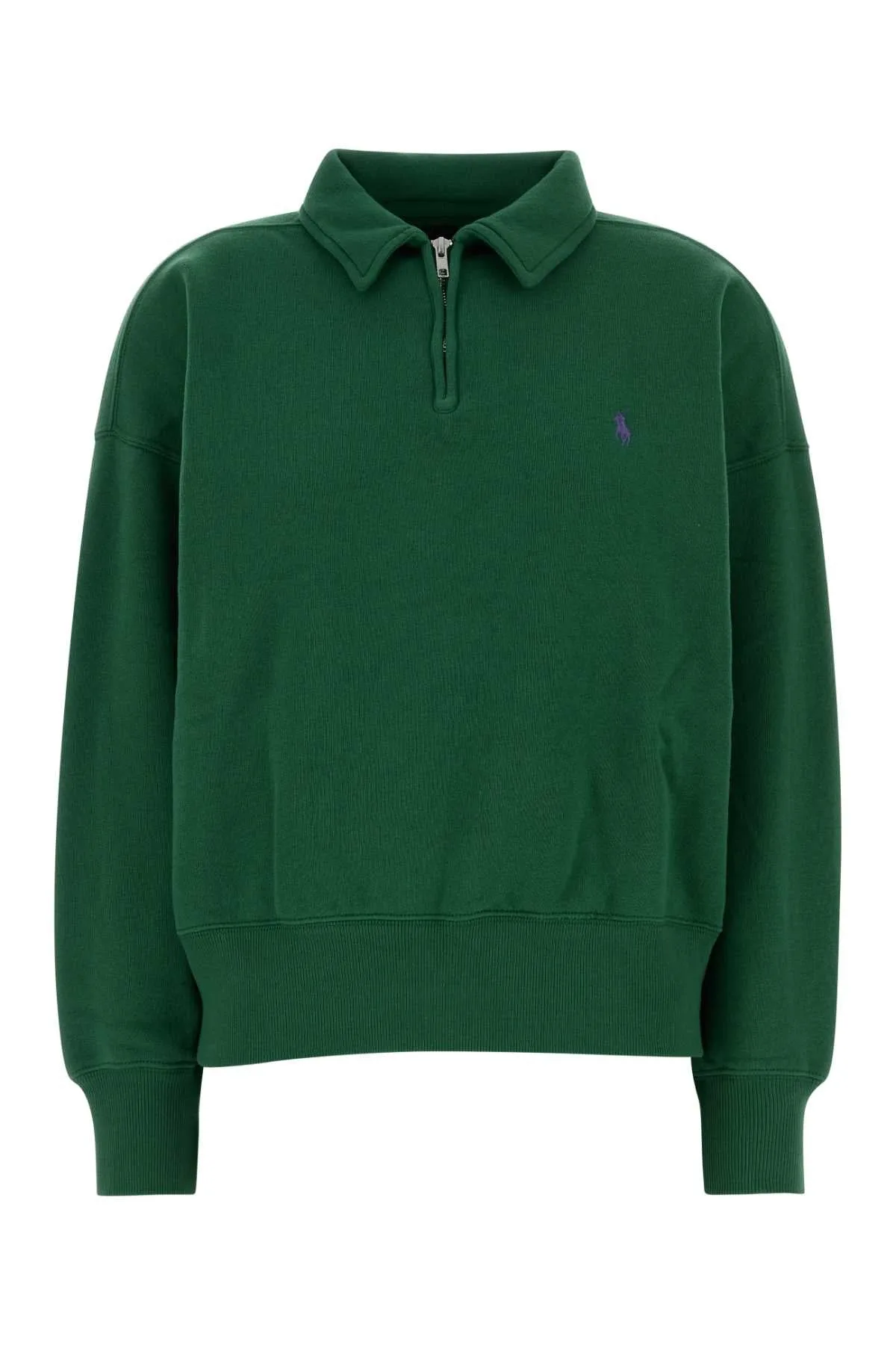 Half-Zip Cotton Blend Sweatshirt