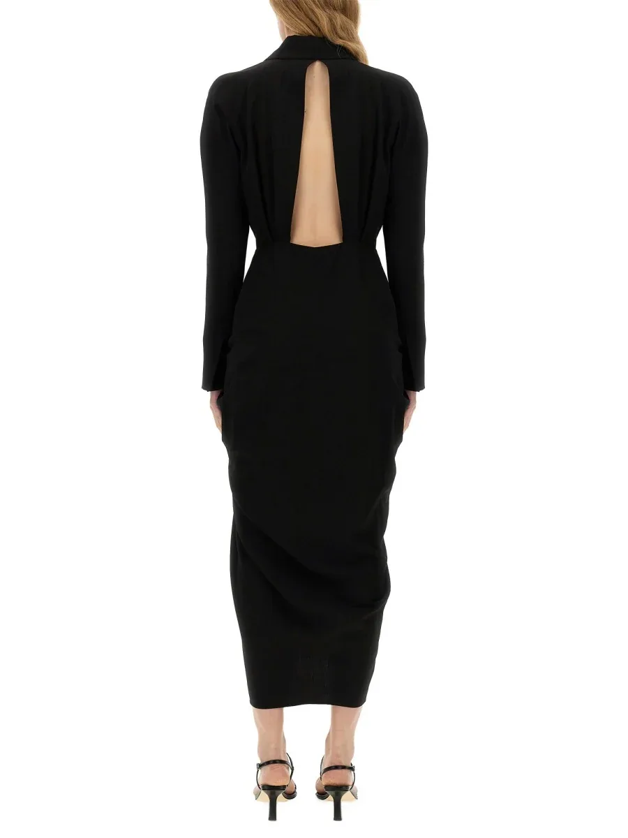 Wool-Viscose Blend Midi Dress