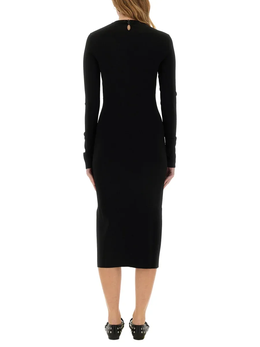 Viscose Blend with Slit Midi Dress