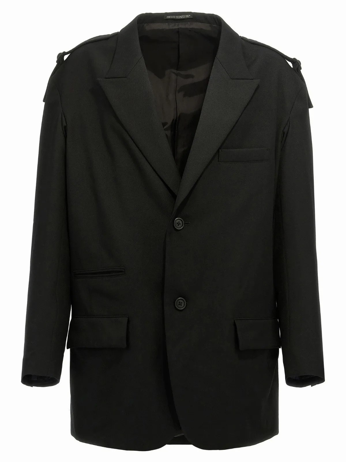Strap-Shoulder Wool Blazer