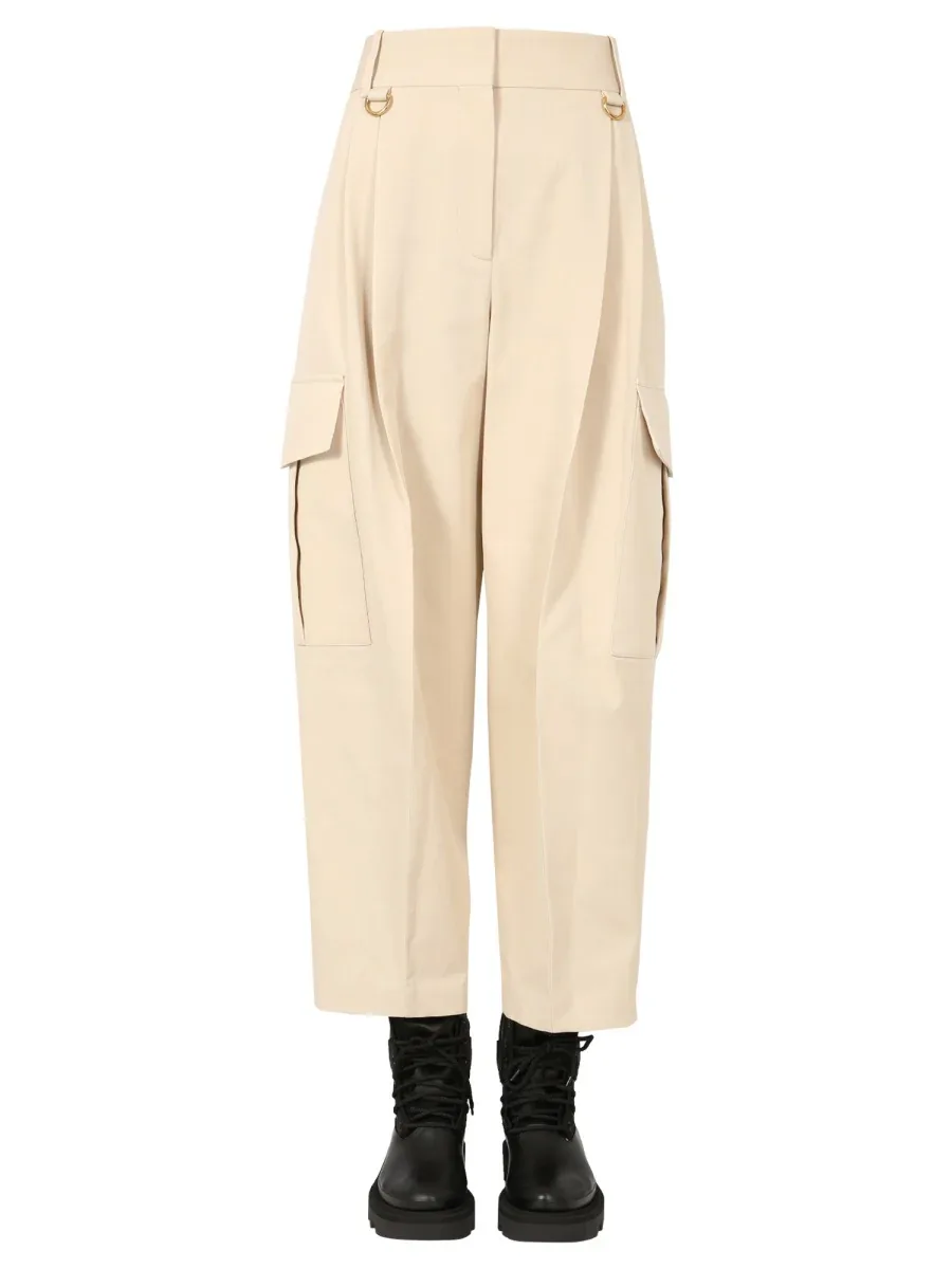 High-Waist Cotton Cargo Pants