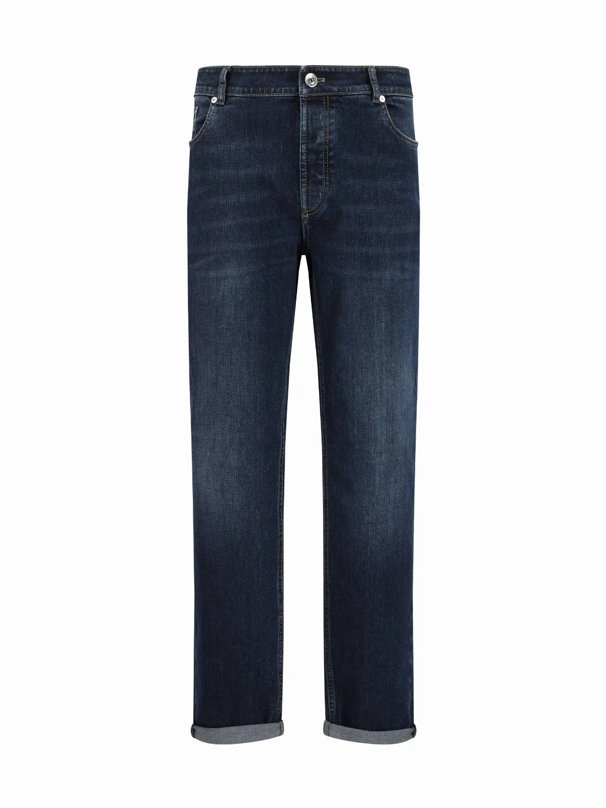 Straight Cotton Five-Pocket Jeans