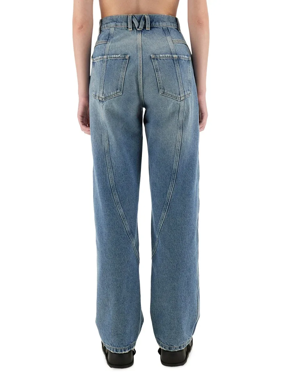 Wide Leg Cotton Denim Jeans