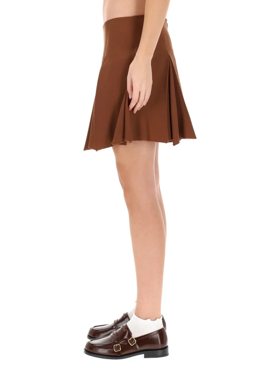 Pleated Virgin Wool Miniskirt