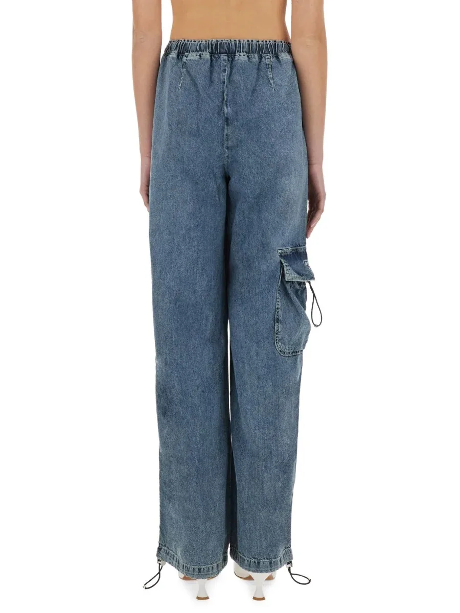 Wide Fit Denim Cargo Pants