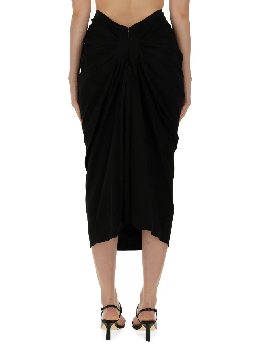 Draped Wool-Viscose Blend Skirt
