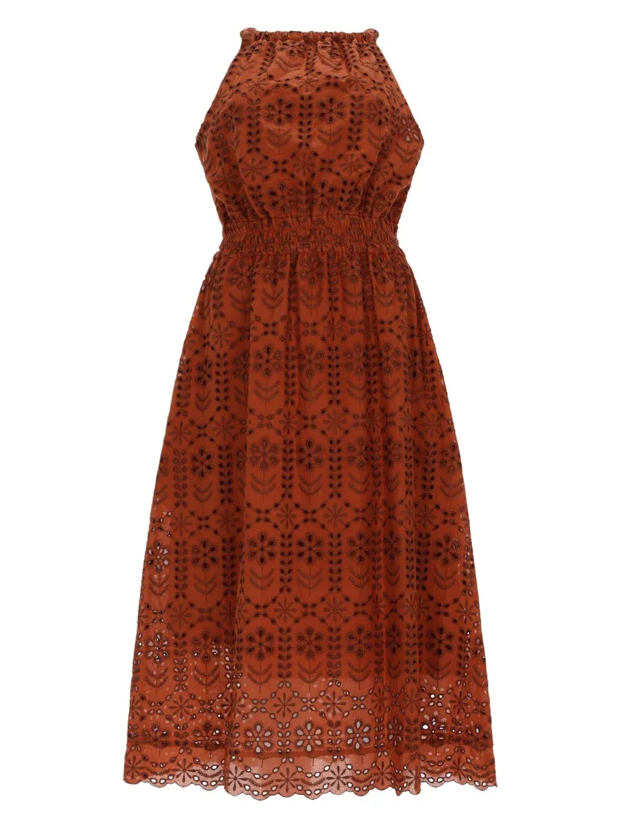 Perforated Polyester-Cotton Dress