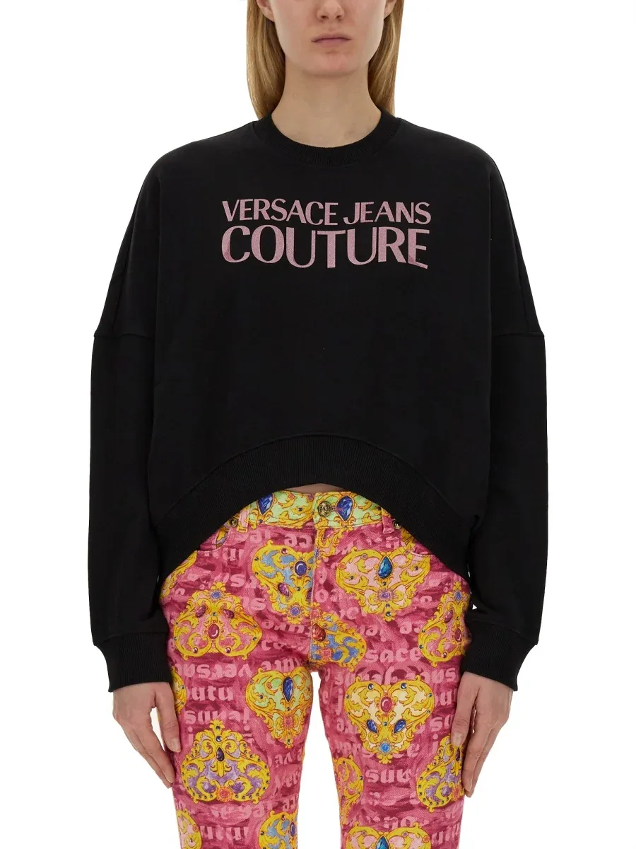 Cropped Logo Sweatshirt by Versace Jeans Couture