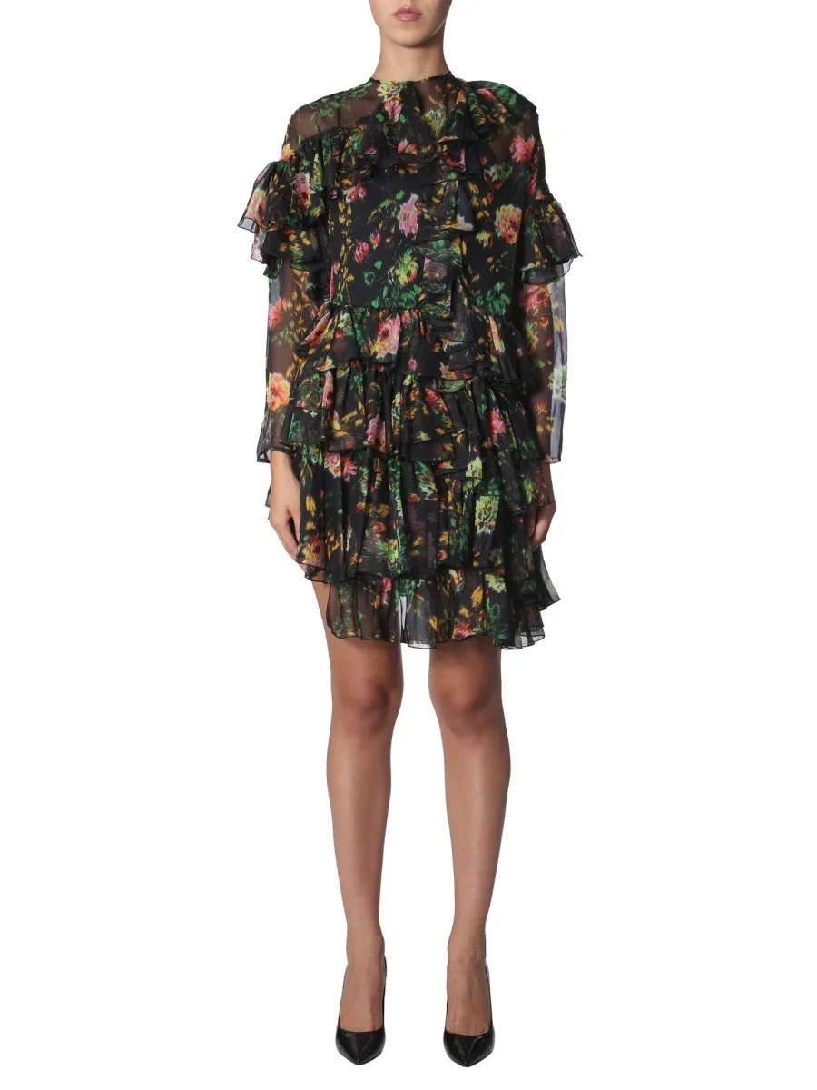 Asymmetrical Chiffon Dress by MSGM
