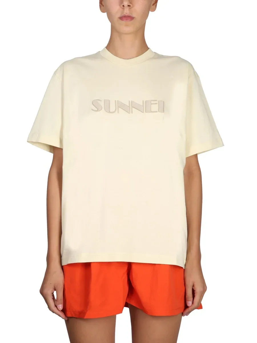 Logo-Embroidered Cotton T-Shirt by Sunnei