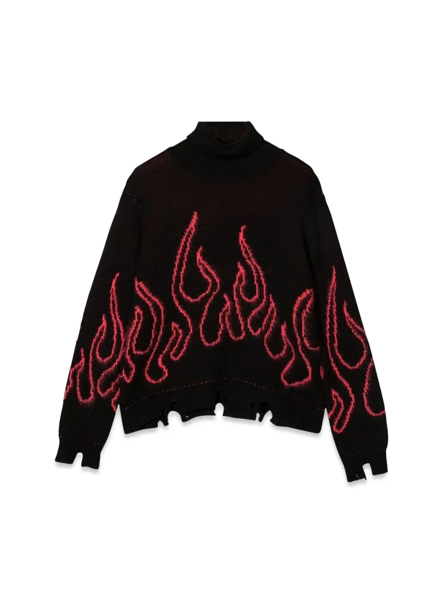 Pink Flame Motif Mohair-Blend Jumper by Vision Of Super