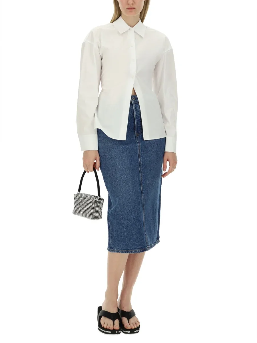 Denim Cotton-Blend Midi Skirt by Alexanderwang.T