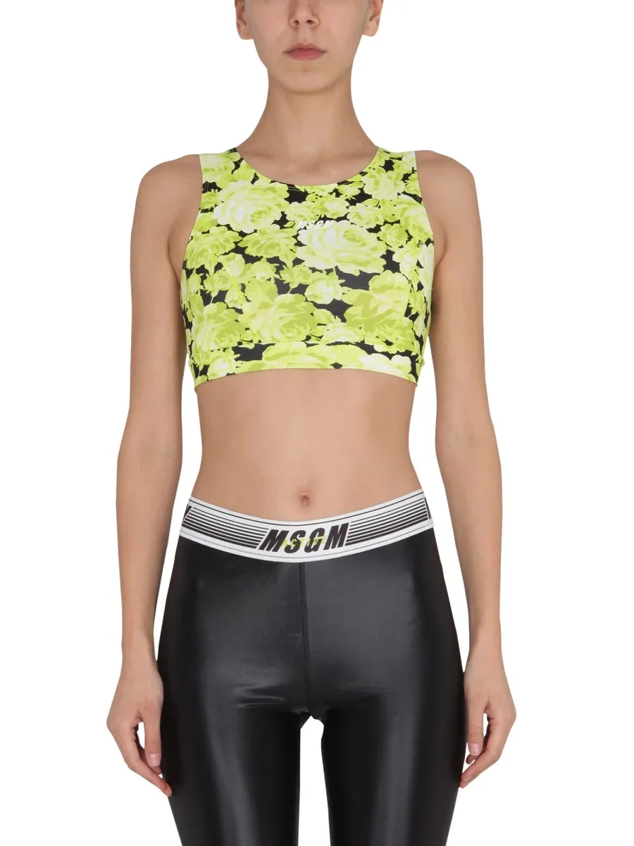 Floral Print Crop Top by MSGM