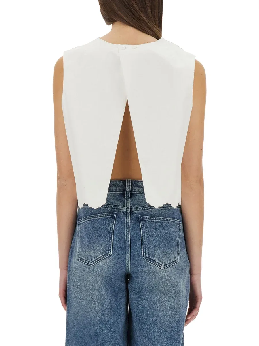 Cropped Cotton Poplin Blouse by Patou