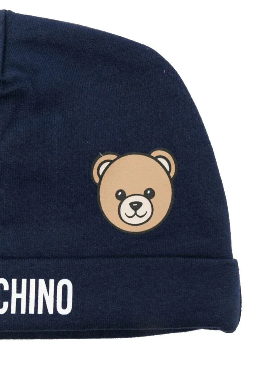 MUX05LB_LCA4040016 Bear Logo Cotton Winter Hat by Moschino