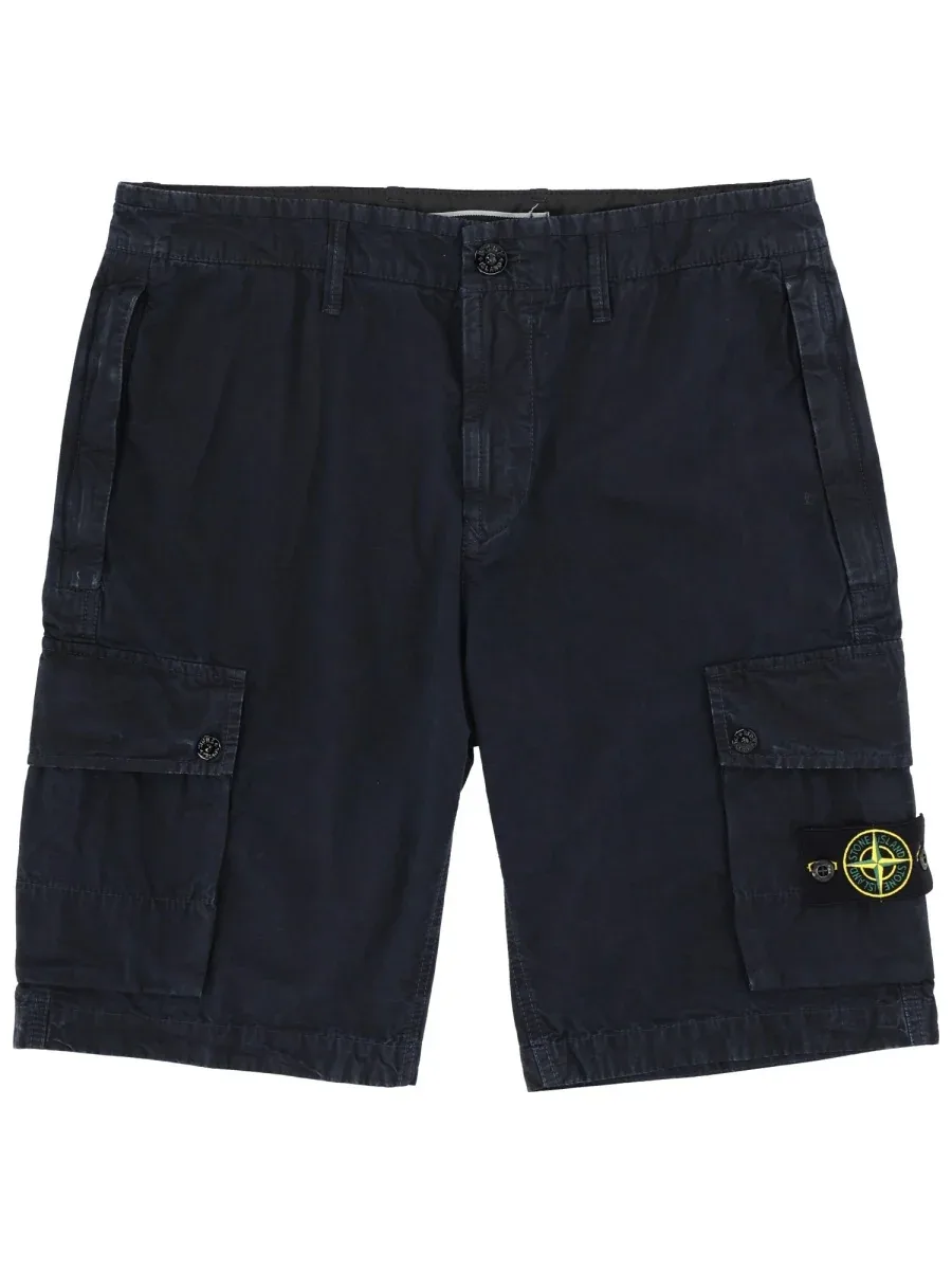 Logo-Patch Cotton Cargo Shorts by Stone Island