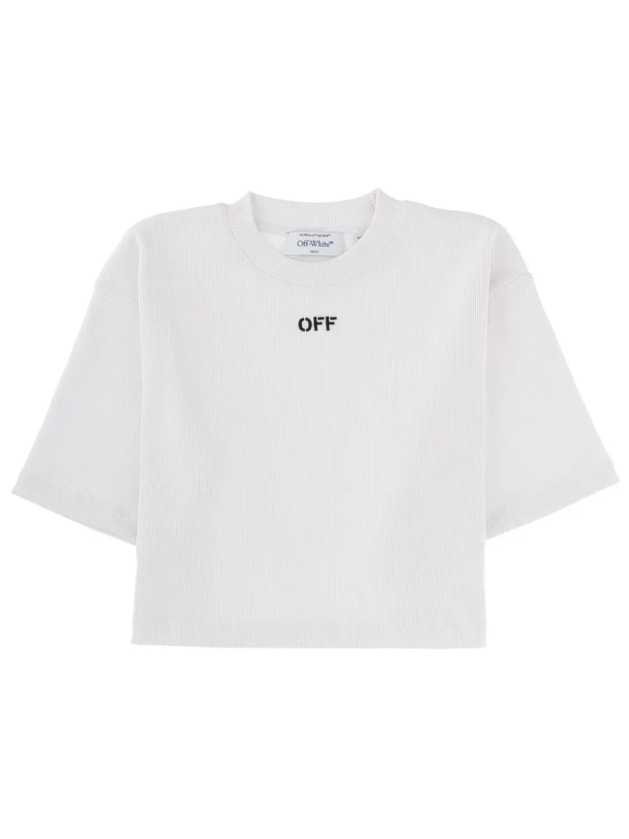 Logo-Embroidered Cropped T-Shirt by Off-White