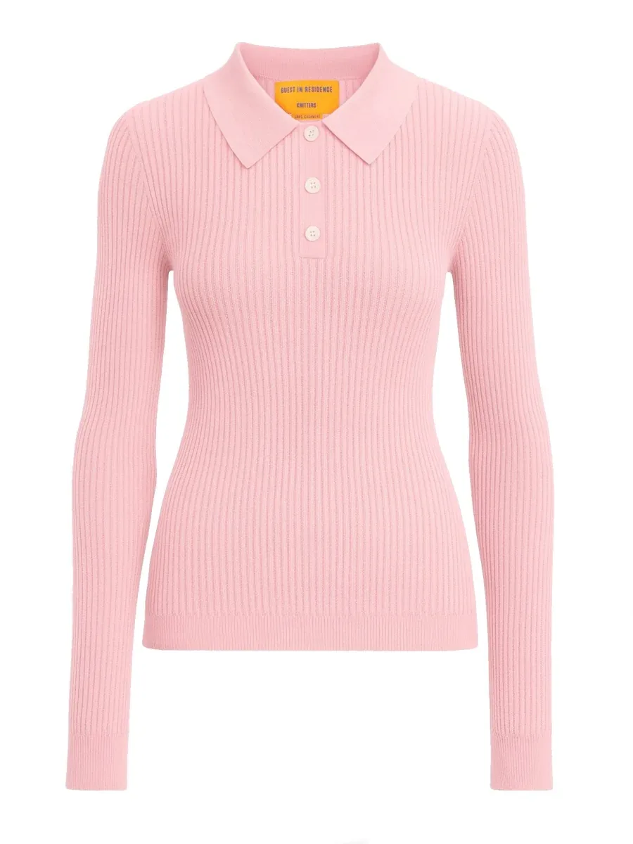 Cashmere Long Sleeve Polo Shirt by Guest In Residence
