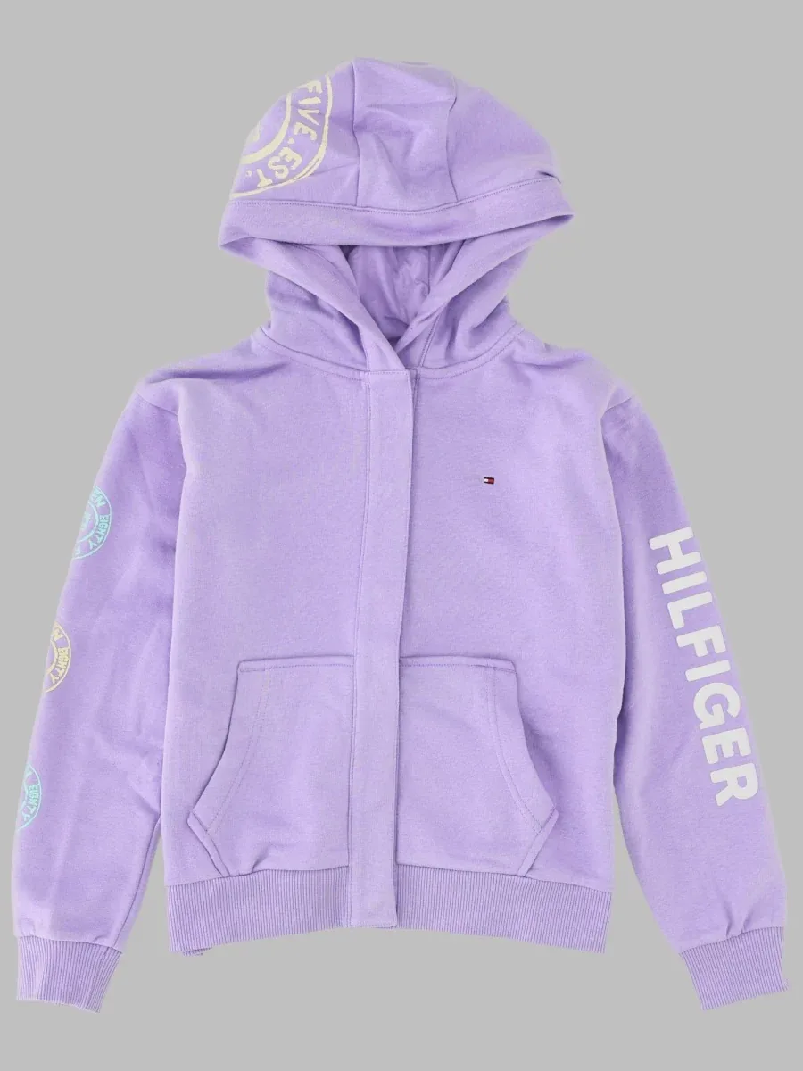 Snap-Front Overprint Organic Cotton Hoodie by Tommy Hilfiger