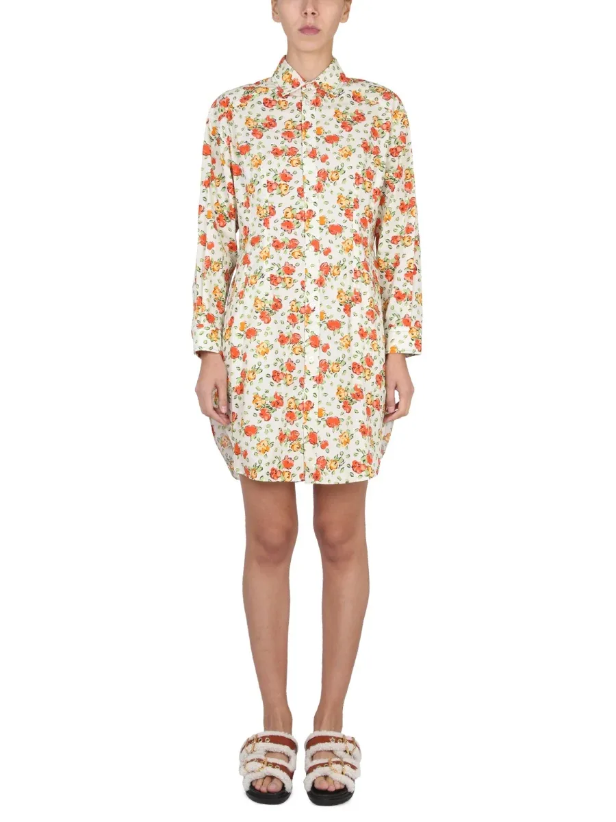 Floral Cotton Shirt Dress by Marni