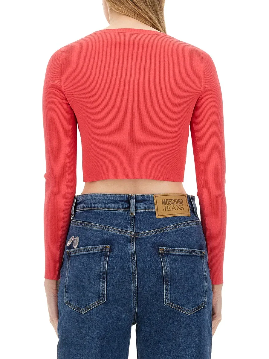 Cropped Viscose Cardigan by Moschino