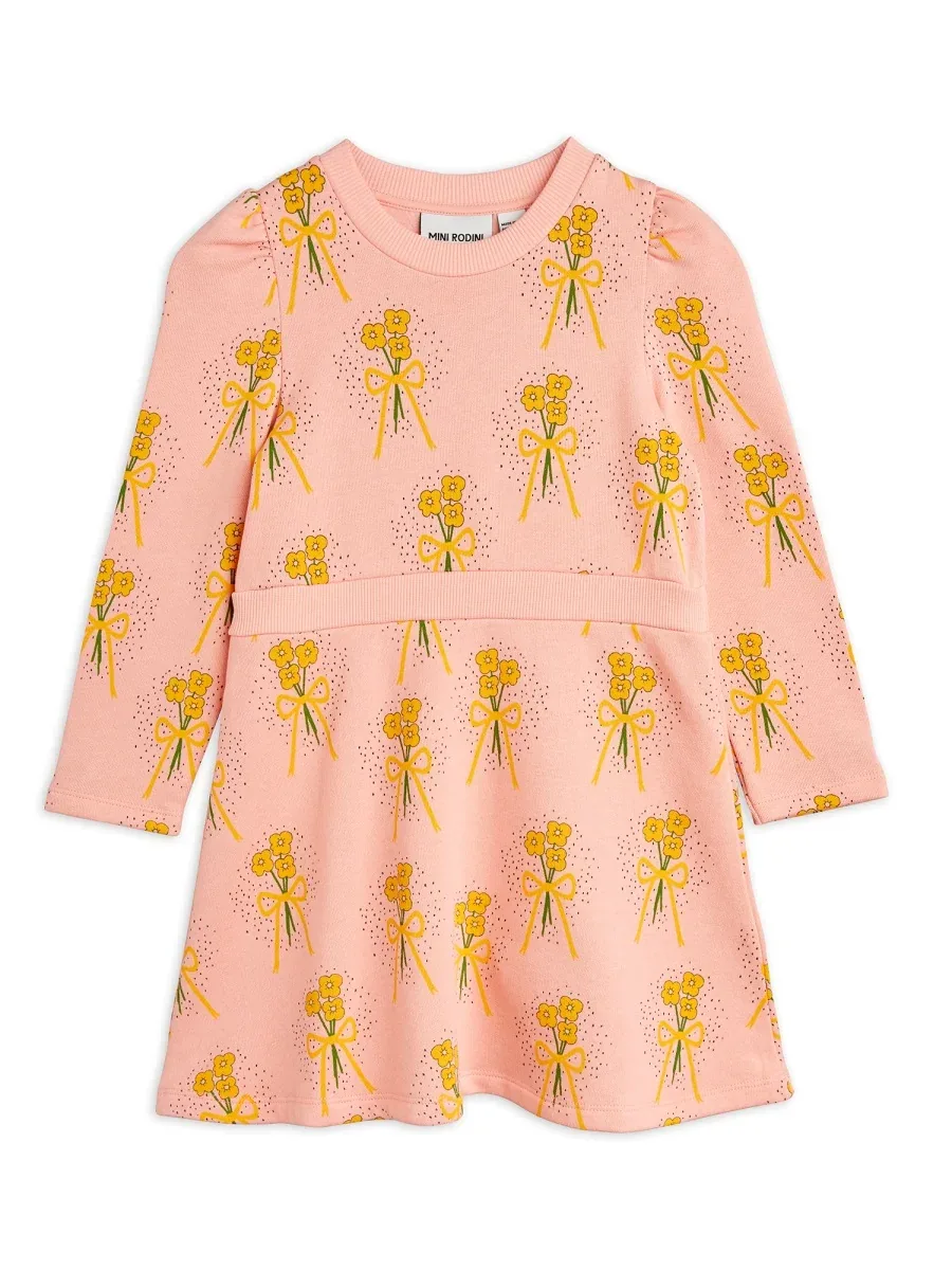 Winter Flowers Print Cotton Sweat Dress by Mini Rodini