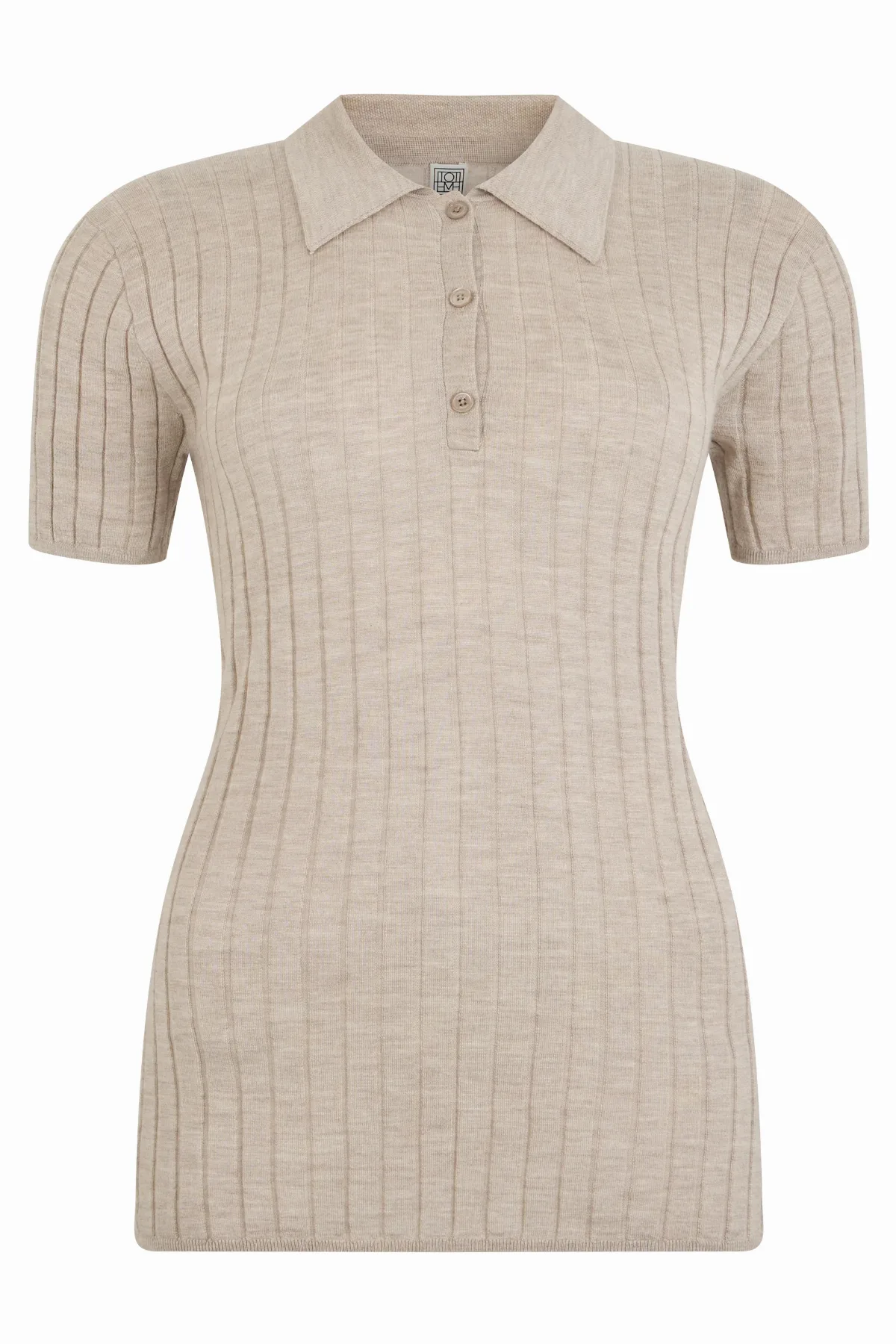 Silk-Cashmere Ribbed Knit Polo by Toteme